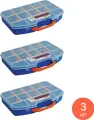 Органайзер USP / УСП для хранения мелочей с прозрачной крышкой, из полипропилена, синий, 360х250х60мм / оборудование для мастерской (комплект из 3 шт)