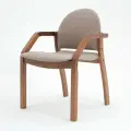 Стул кресло Джуно 2.0 с мягким сиденьем и подлокотниками, орех/ бежевая рогожка