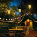 Светодиодная уличная гирлянда шишки , противоударные, водонепрницаемые лампочки, садовая гирлянда, теплый свет / 15м / 20 ламп