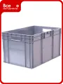 Ящик полимерный Тара. ру 600х400х340 стенки сплошные, дно гладкое, 2 открытые ручки, цв. серый 32477