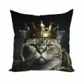 Коты-Короли Серый 40х40 велюр подарок на 23 февраля, любимому мужчине на день рождения, юбилей, годовщину