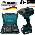 Гайковерт аккумуляторный, бесщеточный REKKR IW170BL, 2 аккумулятора 24В 6.0Ач, ударный, квадрат 1/2, кейс, зарядка