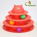 Игровой комплекс Пижон для кошек с 3 шариками, 24,5 х 24,5 х 13 см, розовый