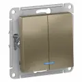 Выключатель 2-кл. СП AtlasDesign 10А IP20 (сх. 5а) 10AX с подсветкой механизм шампань SchE ATN000553( 5 шт.)