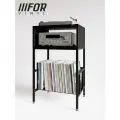 Тумба для винилового проигрывателя и виниловых пластинок FORVINYL. Стойка для HiFi аппаратуры черная