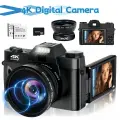 4K цифровая камера для фотографии и видео, автофокус, 16-кратный зум, 48MP HD камера для влогов с Wi-Fi, анти-шейкинг, компактная видеокамера с 3-дюймовым экраном IPS, поворачивающимся на 180° (32 ГБ SD карта, 2 аккумулятора)