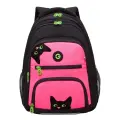 Школьный рюкзак GRIZZLY для девочек, RG-362-4 черный-фуксия, 30х39х20