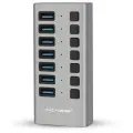 Хаб Acasis 7 Ports 36W USB 3.0 12V/2A Data Hub with Individual On/Off Switches Splitter Grey (HS-707MG)