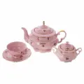 Чайный сервиз 15 пр, 6 персон, Соната 2435 розовый фарфор, цветы, Leander Чехия