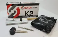Цилиндровый механизм SECUREMME K2 ключ/шток 95 мм. (65+30) матовый никель (личинка замка, сердцевина, секретка, врезной, цилиндр)