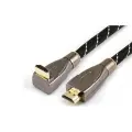Кабель HDMI Wize WAVC-HDMIRA-7M, v.2.0, 19M/19M, 4K/60 Hz 4:4:4, 26 AWG, HDCP 1.4, HDCP 2.2, Ethernet, позол. угловой разъем, экран, черный, 7м