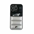 Чехол для iPhone 16 Pro Max черный / серебристый силиконовый дутый пуховик North Face