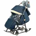 Санки-коляска Galaxy Glory Gloss Лен темно-синий