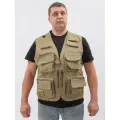 Жилет мужской сетчатый бежевый разгрузочный строительный, для рыбалки, охоты, 7xl