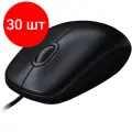 Комплект 30 штук, Мышь компьютерная Logitech USB WIRED M100R DARK/GREY (910-006765)