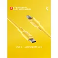 Кабель COMMO Jelly USB-Type-C - Lightning MFI, 1,2 м, Жёлтый