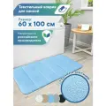 Коврик для ванной комнаты и туалета 60х100 см VILINA мягкий текстильный противоскользящий ворсовый влаговпитывающий однотонный Велюр голубой