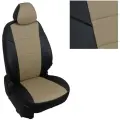 Чехлы для Шкода Рапид 1,2 / Фольксваген Поло спинка раздельная, без заднего подлокотника (2014-2024) / пилот авточехлы на сиденья Skoda Rapid / VW Polo, черный с темно-бежевой вставкой