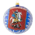 Стеклянный елочный шар Москва 11 см синий