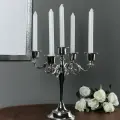 Подсвечник Канделябр на 5 свечей, 25см, серебро, без свечи, металл, GALEONTRADE