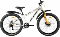 Велосипед горный SITIS CROSSER 7SP 26(2025)Grey-White-Yellow, для подростков на рост 150-165 см, алюминиевая рама 13,5