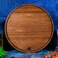 Разделочная доска деревянная круглая 30 см из дуба, подставка под горячее