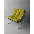 Кресло мягкое удобное для отдыха, уличное, на балкон, на веранду, в стиле лофт, минимализм, Слэш + велюр желтый