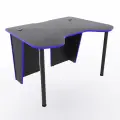 Игровой компьютерный стол Старк с полкой для монитора, 120x90x75 см, чёрный с синий кромкой
