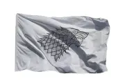 Флаг Старков из Игры престолов Game of Thrones House Stark на шёлке, 70х105 см - для ручного древка