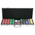 Набор для покера NUTS POKER SET (GD) в алюминиевом кейсе, 500 фишек + 2 колоды + 5 кубиков