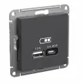 1 шт. Systeme Electric AtlasDesign Базальт Розетка USB A + Type-C 45Вт высокоскоростная зарядка QC, PD, механизм, ATN001429