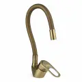 Смеситель для кухни с бронзовым гибким гусаком, цвет античная бронза
