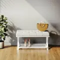Банкетка для обуви в прихожую Буфф 90х40х46 см Velutto 51 белый
