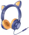 Наушники с микрофоном Hoco W36 Cat ear, подсветка, синий