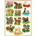 Пазл-игра на магнитах на ферме. Домашние животные и их детеныши.