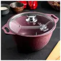 Кастрюля KUKMARA Trendy style, 3 л, стеклянная крышка, антипригарное покрытие, бордовый