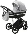 Коляска универсальная Adamex RIMINI LUX 2 в 1, RI-32 - серая, черная кожа, белая вставка