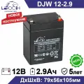 Аккумулятор Leoch DJW 12-2.9 12В 2.9Ач (12V 2.9Ah) для ИБП, UPS, инвертора, системы безопасности, для котла отопления, для бесперебойника, электроинструмента, телекоммуникации и водоснабжения