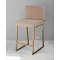 Барный стул визажиста бежевый/темное золото Johny Wood , для салона и домашнего использования на металлическом основании