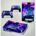 Наклейка виниловая защитная на игровую консоль Sony PlayStation 5 Fat Disc Edition, Fortnite, полный комплект с геймпадами
