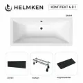 Акриловая ванна Helmken Alvaro 170x75 комплект 4 в 1: ванна, ножки, черный подголовник и черный лицевой экран