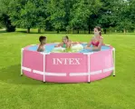 Бассейн каркасный Intex Metal Frame Pool розовый, 244х76см, 28290