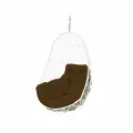 Подвесное кресло овал ротанг белое (без стойки), коричневая подушка