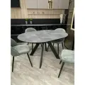 Стол обеденный раскладной бонжур круглый из керамики, серый мрамор, 100(140)х100 см