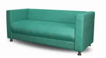 Диван прямой офисный с подлокотниками Пауза из искусственной замши Изумрудный (Плутон 823) (200)