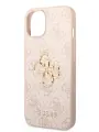 Guess для iPhone 15 чехол PU 4G Big metal logo Hard Pink
