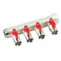 Коллектор с красными шаровыми кранами HENCO 3/4НР под евроконус, 3/4-4xEK14,16,18,20 VB050504-ROOD