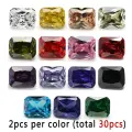 Микс бусин из кубического циркония 15 цветов, 2pcs per color, 10x12mm