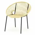 Стул KORNERA Луна, каркас черный, искусственный ротанг бежевый