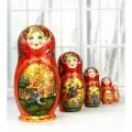 Матрешка деревянная детская Жар-Птица 5 мест развивающая игрушка 15 см Орнамент